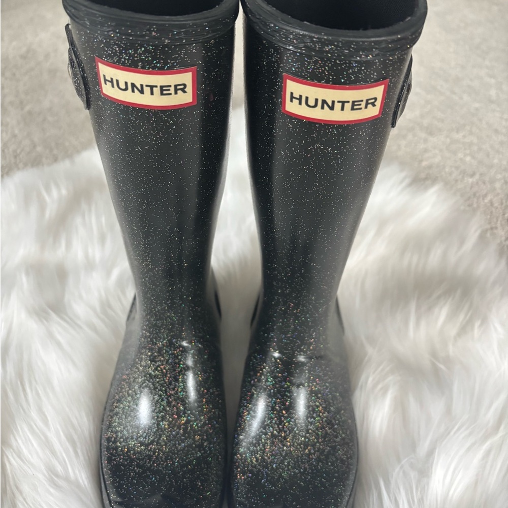Hunter Black Glitter Rain Boots